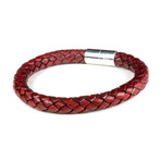 Leather Bracelet // Aluminum Clasp // Wine // 8MM (Small)