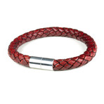 Leather Bracelet // Aluminum Clasp // Wine // 8MM (Small)