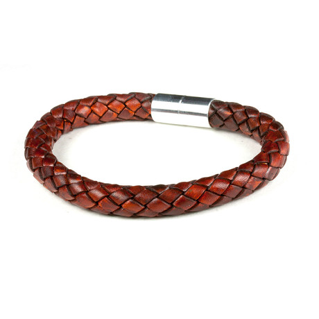 Leather Bracelet // Aluminum Clasp // Medium Brown // 8MM (Small)