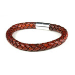 Leather Bracelet // Aluminum Clasp // Medium Brown // 8MM (Small)