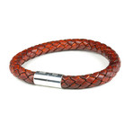 Leather Bracelet // Aluminum Clasp // Medium Brown // 8MM (Small)