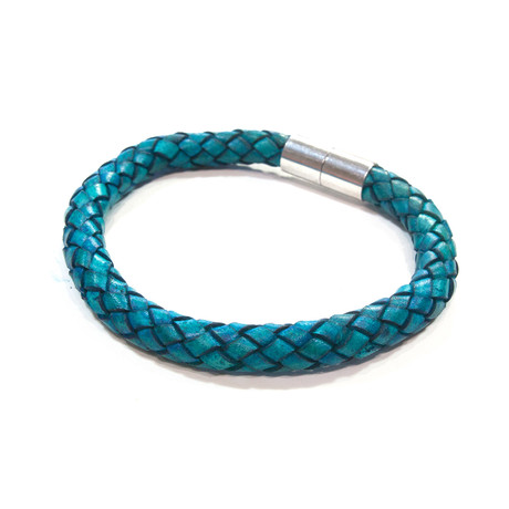 Leather Bracelet // Aluminum Clasp // Turquoise // 8MM (Small)