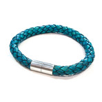 Leather Bracelet // Aluminum Clasp // Turquoise // 8MM (Small)