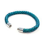 Leather Bracelet // Aluminum Clasp // Turquoise // 8MM (Small)