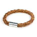 Leather Bracelet // Aluminum Clasp // Antique Light Brown // 8MM (Small)