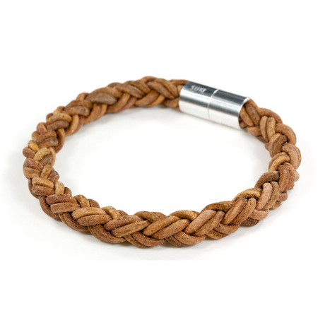 Leather Bracelet // Aluminum Clasp // Antique Light Brown // 8MM (Small)