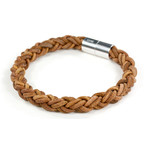 Leather Bracelet // Aluminum Clasp // Antique Light Brown // 8MM (Small)