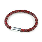 PRO Leather Magnet Therapy Bracelet // Wine // 6MM (Small)