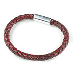 PRO Leather Magnet Therapy Bracelet // Wine // 6MM (Small)