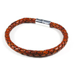 PRO Leather Magnet Therapy Bracelet // Medium Brown // 6MM (Small)