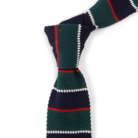 Striped Knit Tie // Navy + Green + Red