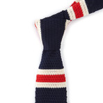 Wide Striped Knit Tie // Navy + Red + Cream