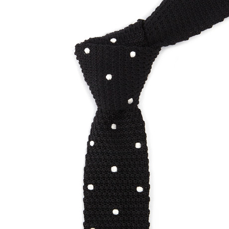 Polka Dot Slim Knit Tie // Black