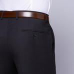 Wool Two-Button Slim Fit Suit // Grey Mini Stripe (US: 38R / 38" Waist)
