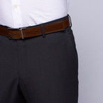Wool Two-Button Slim Fit Suit // Grey Mini Stripe (US: 36S / 30” Waist)