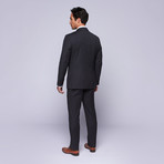 Wool Two-Button Slim Fit Suit // Grey Mini Stripe (US: 38R / 38" Waist)
