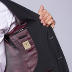 Wool Two-Button Slim Fit Suit // Grey Mini Stripe (US: 32R / 26” Waist)