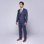 Wool Two-Button Slim Fit Suit // Blue Plaid (US: 34R / 28” Waist)