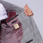 Wool Two-Button Slim Fit Suit // Grey + Lavender Plaid (US: 38R / 32" Waist)