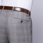 Wool Two-Button Slim Fit Suit // Grey + Lavender Plaid (US: 38S / 32" Waist)