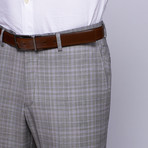 Wool Two-Button Slim Fit Suit // Grey + Lavender Plaid (US: 34R / 28” Waist)
