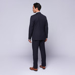 Wool Two-Button Slim Fit Suit // Navy Mini Stripe (US: 34S / 28” Waist)