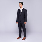 Wool Two-Button Slim Fit Suit // Navy Mini Stripe (US: 34S / 28” Waist)