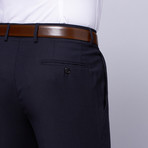 Wool Two-Button Slim Fit Suit // Navy Mini Stripe (US: 38R / 32" Waist)