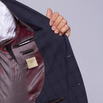 Wool Two-Button Slim Fit Suit // Navy Plaid (US: 38L / 32" Waist)