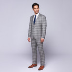 Wool Two-Button Slim Fit Suit // Grey Plaid (US: 36S / 30” Waist)