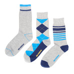 Benjamin Dress Sock // Heather Grey + Royal // Pack of 3