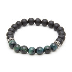 Green Tigereye + Matte Onyx Charm Bracelet (15 - 15.9cm)