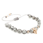 Atolyestone // 18kt Rose Gold Skull + Grey Jasper String Bracelet (15 - 15.9cm)