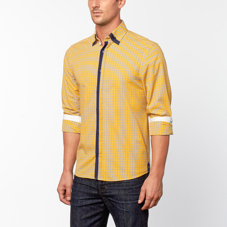 Grid Pattern Button-Up // Yellow (S)