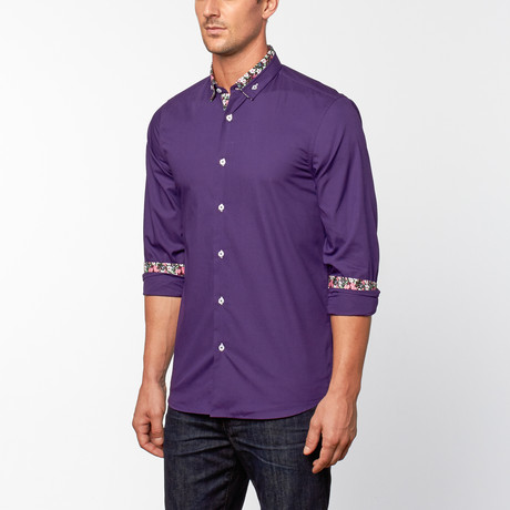 Floral Detail Button-Up // Purple (S)