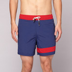 Striper Swim Short // Navy + Red (S)