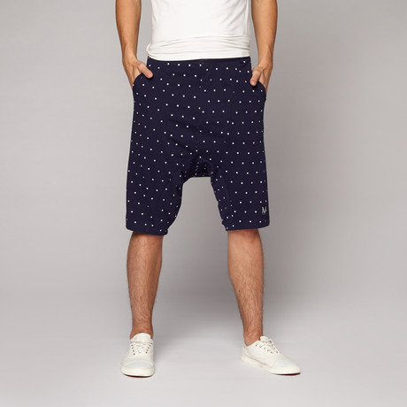 Barbados Sweatshorts // Blue + White Polka Dots (XL)