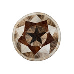 Natural Tri-Star Stitch Round Cowhide Rug (5' Round)