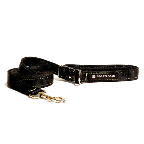 3-In-1 Hands-Free Leash With Built-In Short Lead // Black & Neon Green (Small/Medium Dogs)