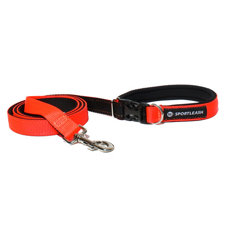3-In-1 Hands-Free Leash With Built-In Short Lead // Neon Orange & Black (Small/Medium Dogs)