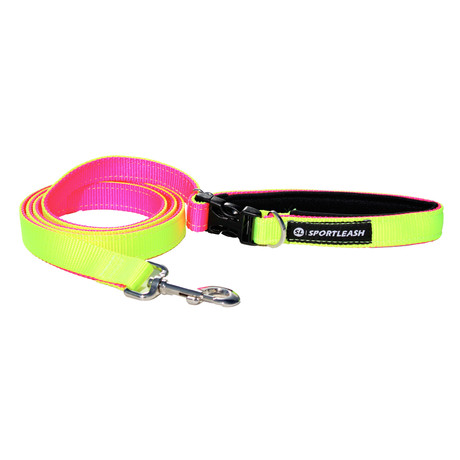 3-In-1 Hands-Free Leash With Built-In Short Lead // Neon Yellow & Neon Pink (Small/Medium Dogs)