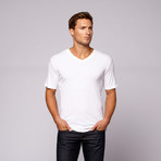 Ribbed V-Neck Tee // White (XL)