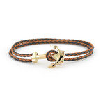 Anchor Bracelet // Gold Anchor (Braided Black Leather)
