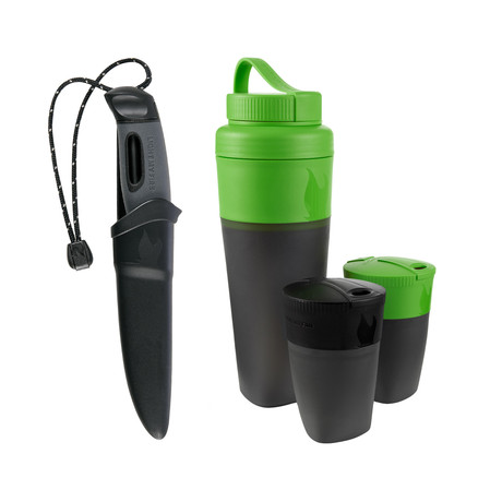 Swedish FireKnife + Pack-Up Drink Kit // Black (Green + Black)