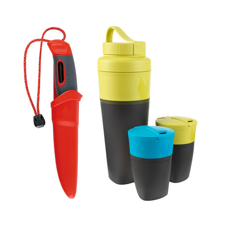 Swedish FireKnife + Pack-Up Drink Kit // Red (Green + Black)