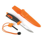 Swedish FireKnife + Pack-Up Drink Kit // Orange (Green + Black)