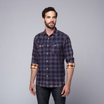 Western Twill Shirt  // Navy + Red (M)