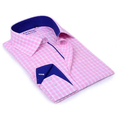Gingham Button-Up // Pink + Navy (S)