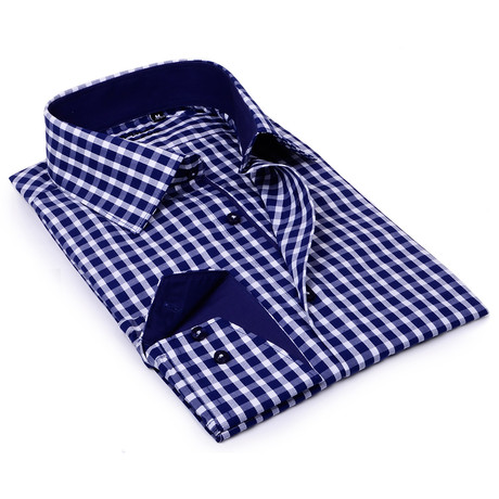 Levinas // Gingham Button Up // Navy (S)