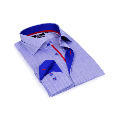Herringbone Shirt // Royal Blue + Red (S)